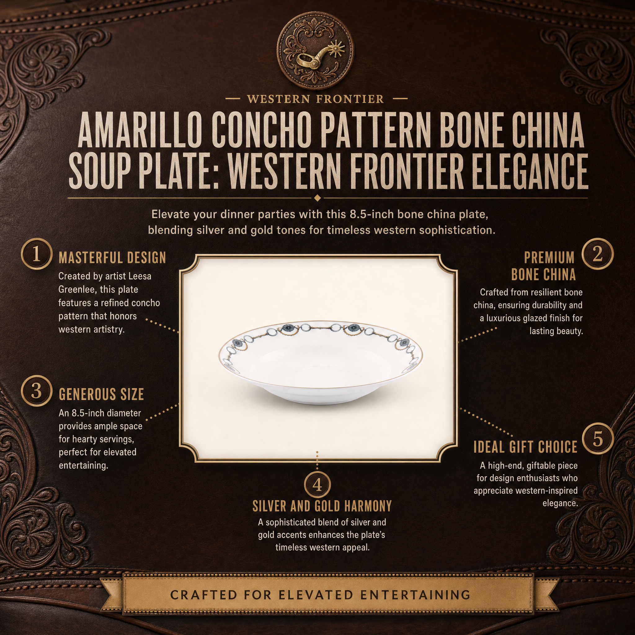 Amarillo Concho Pattern Bone China Soup Plate