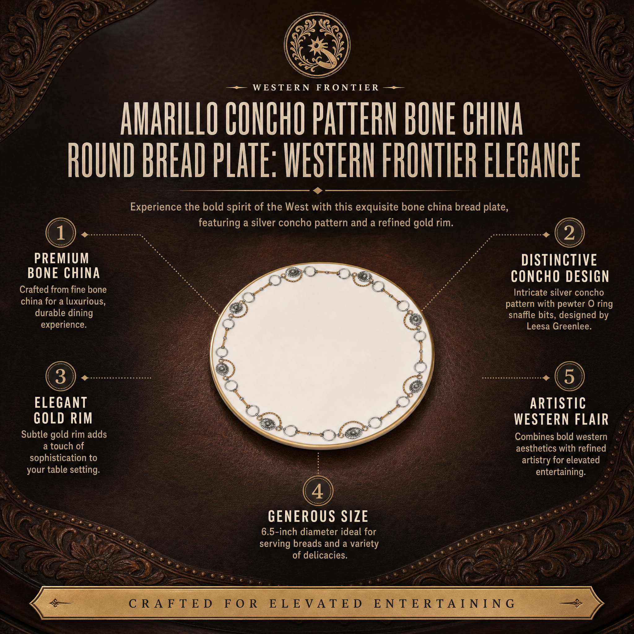 Amarillo Concho Pattern Bone China Round Bread Plate