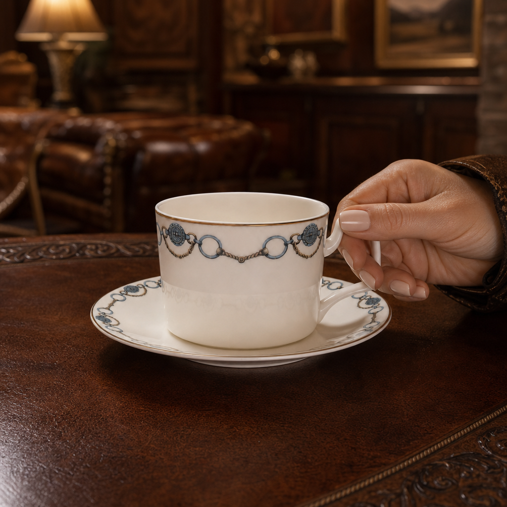 Amarillo Concho Pattern Bone China Cup and Saucer
