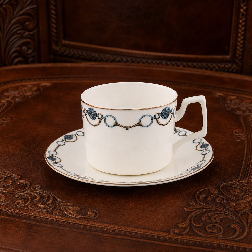 Amarillo Concho Pattern Bone China Cup and Saucer