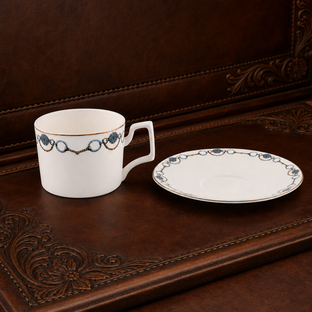 Amarillo Concho Pattern Bone China Cup and Saucer