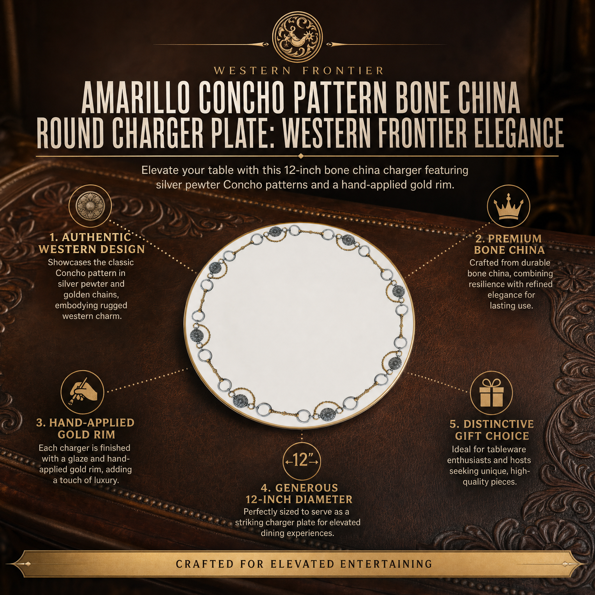Amarillo Concho Pattern Bone China Round Charger Plate
