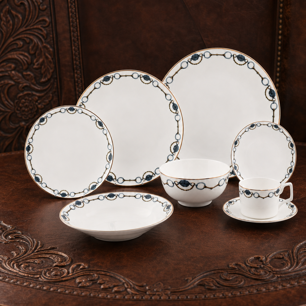 Bone China Amarillo Dinnerware 2 Person, 4 piece Set