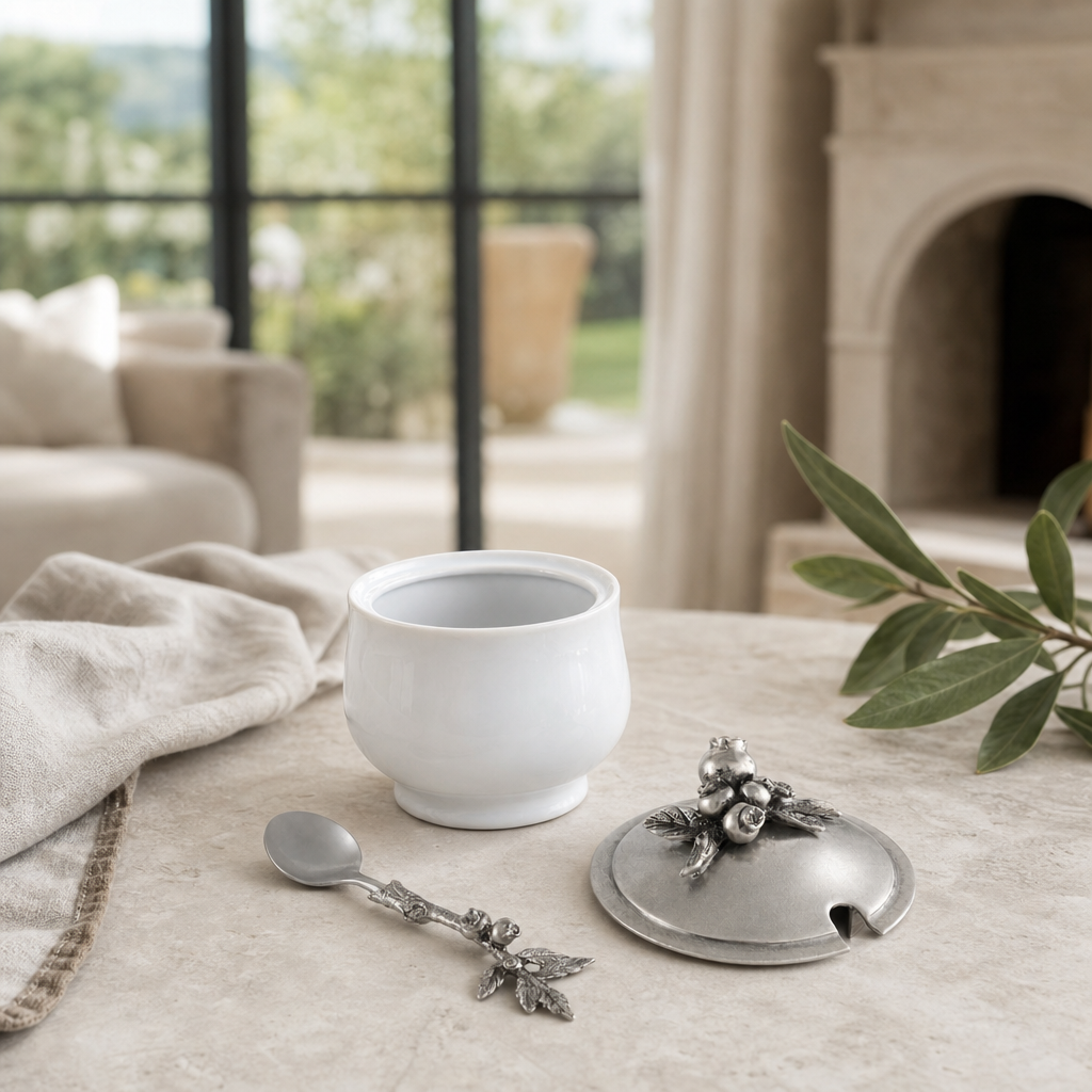 Blueberry Sugar Bowl and Spoon