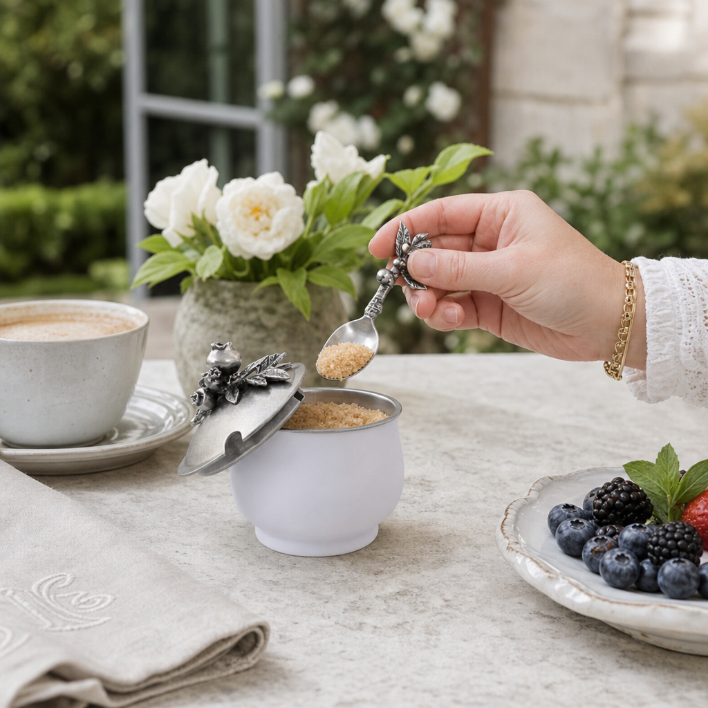 Blueberry Sugar Bowl and Spoon