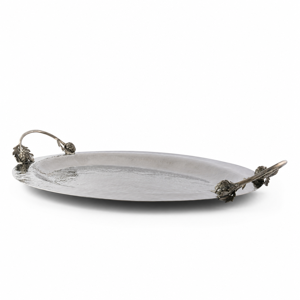 Artichoke Handle Large Steel Serving Tray