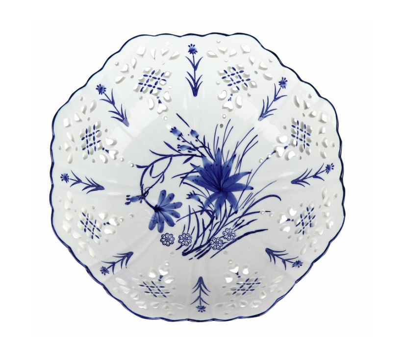 Pierced Scalloped Porcelain Bowl
