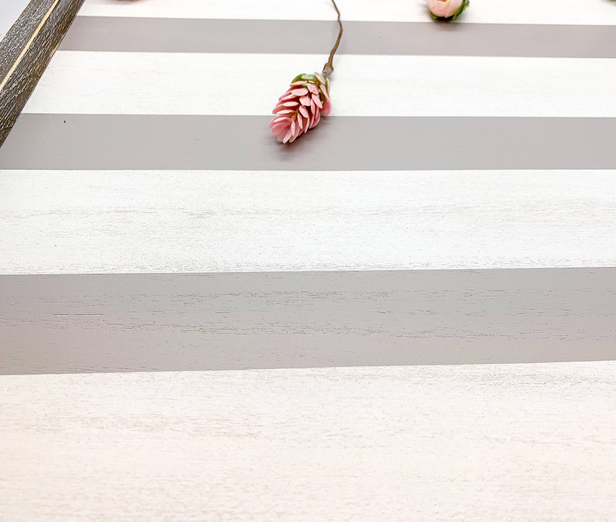 Gray White Striped Wooden Charger Tray 15x15x0.5 Inch Decorative Serving Tray Minimalist Home