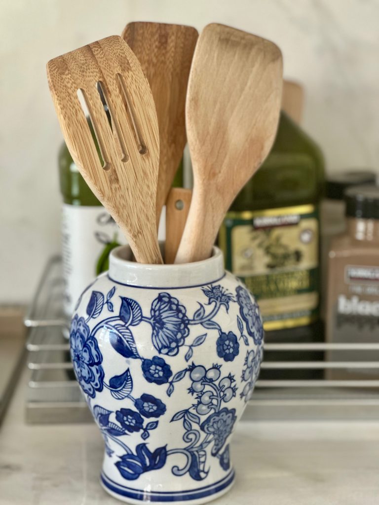 Set of 3 Blue & White Flower Food Safe Temple Jars