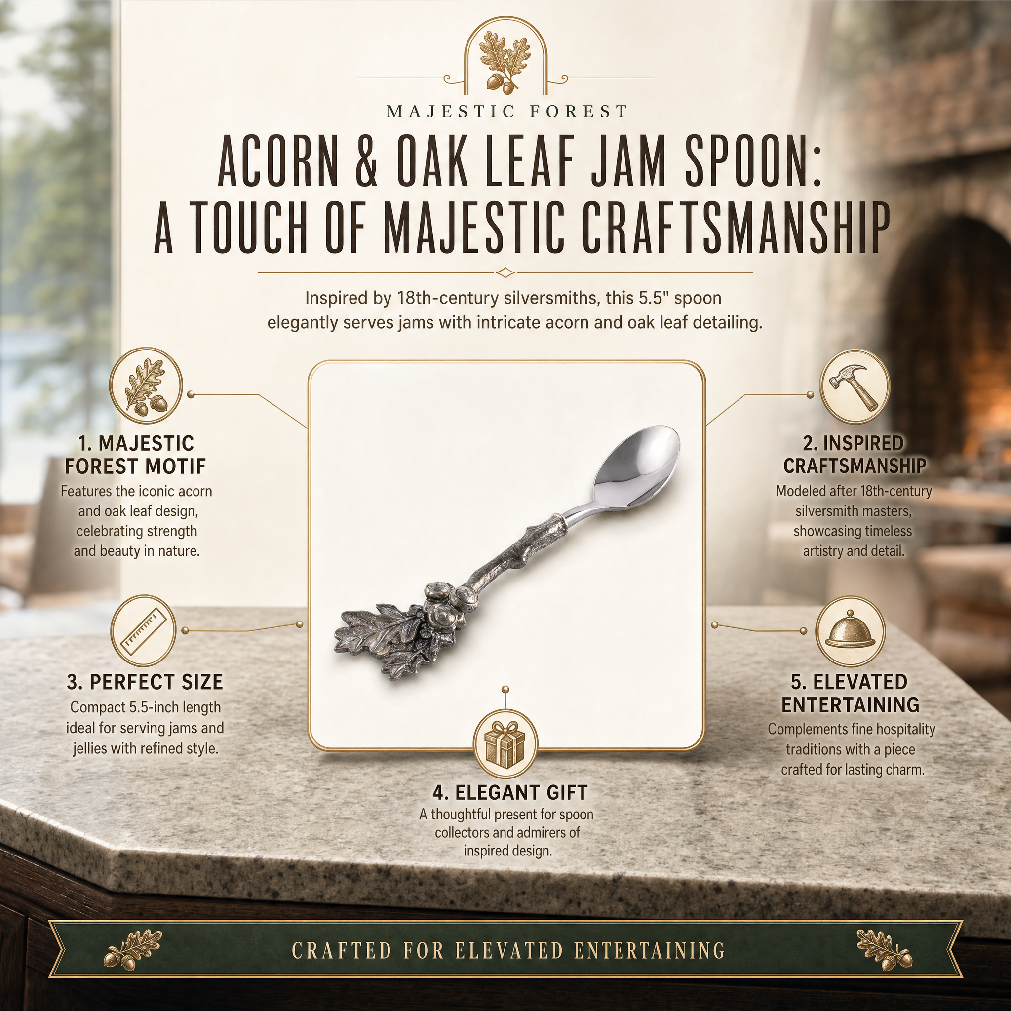 Acorn & Oak Leaf Jam Spoon