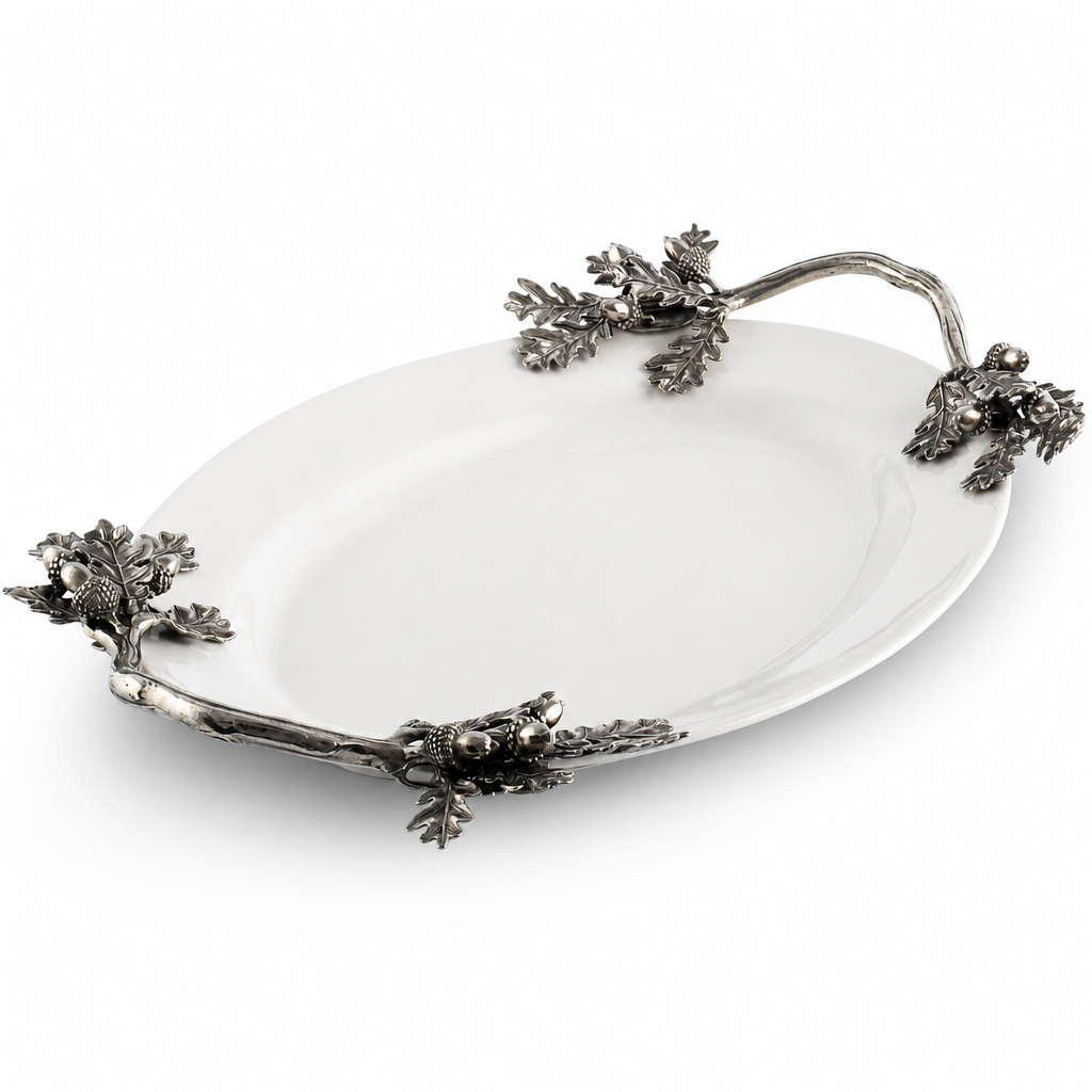 Acorn Oak & Leaf Stoneware Tray - Small