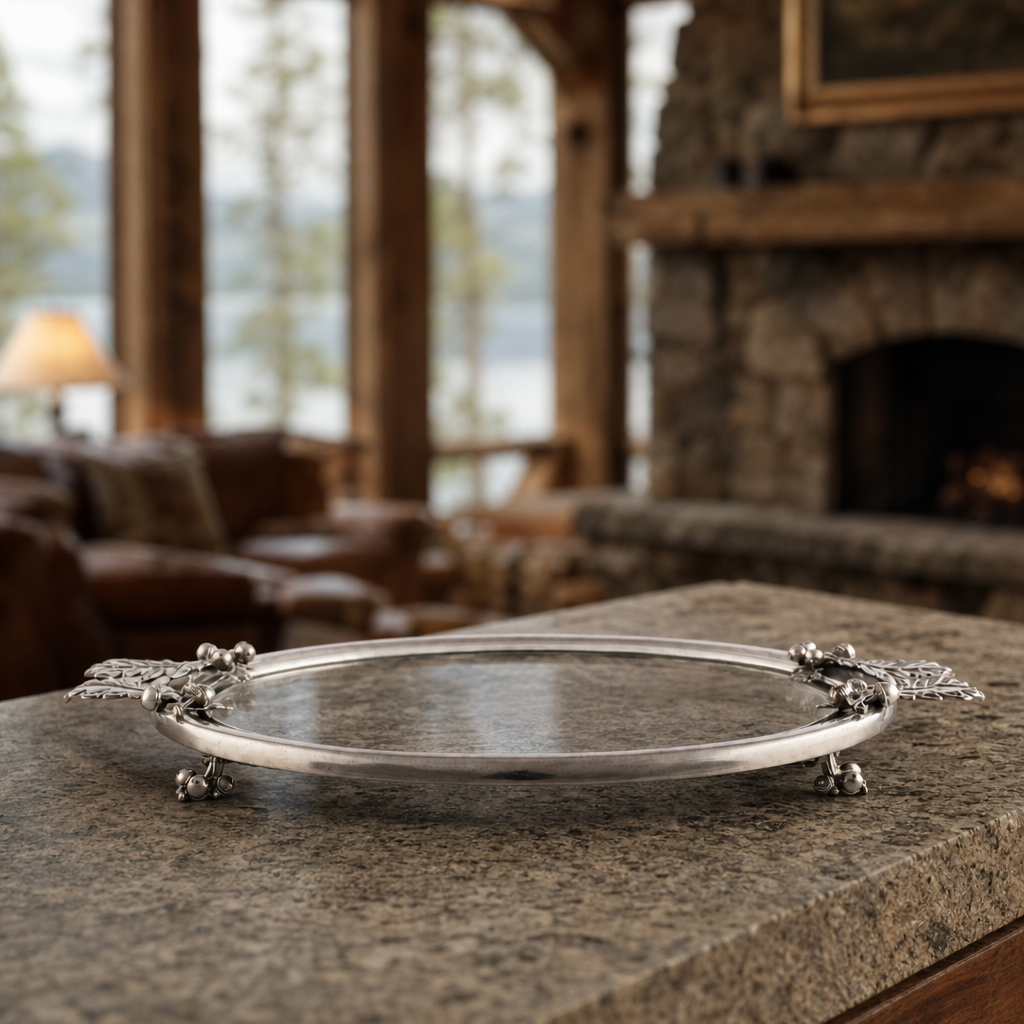 Acorn & Oak Leaf Oval Glass Tray