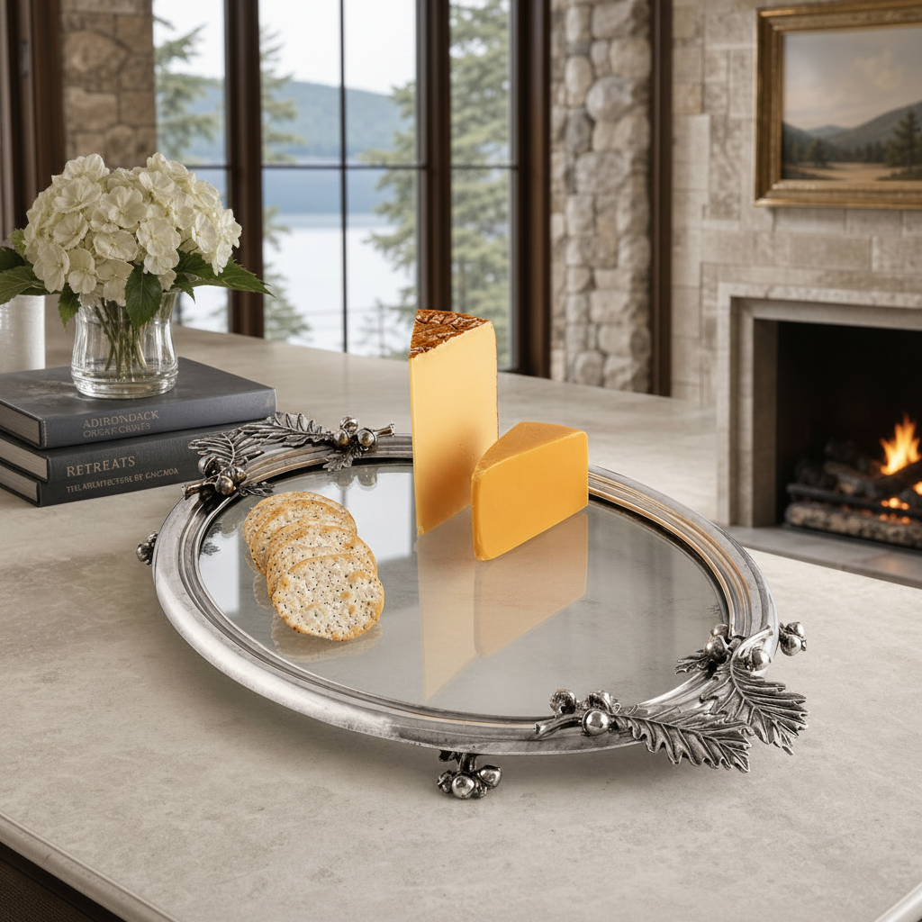 Acorn & Oak Leaf Oval Glass Tray