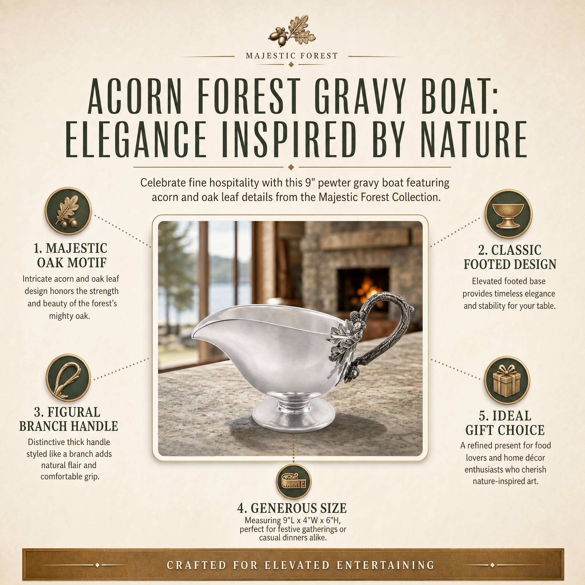 Acorn Forest Gravy Boat