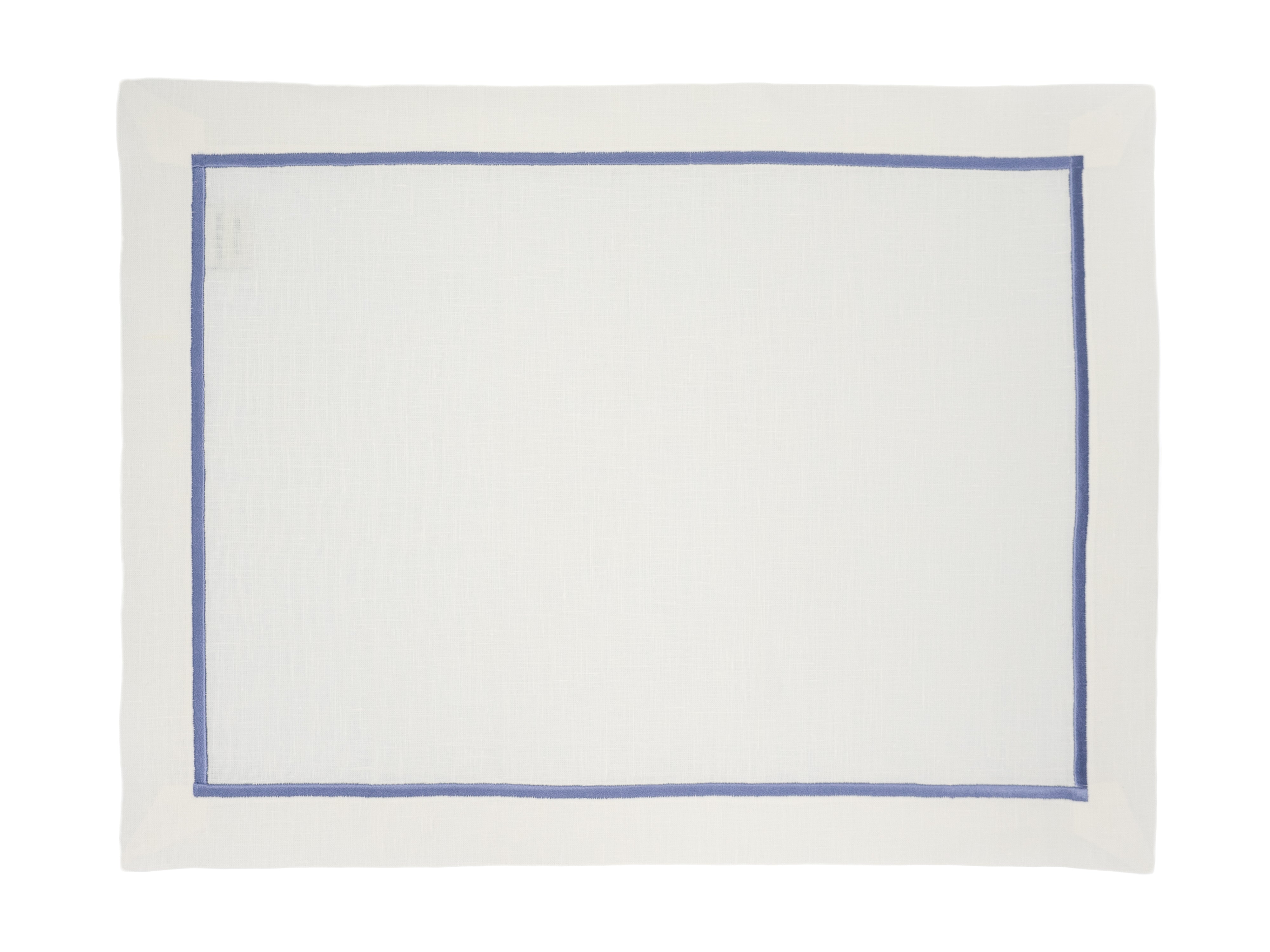 Linen Placemats With Blue Borders, Set of 4