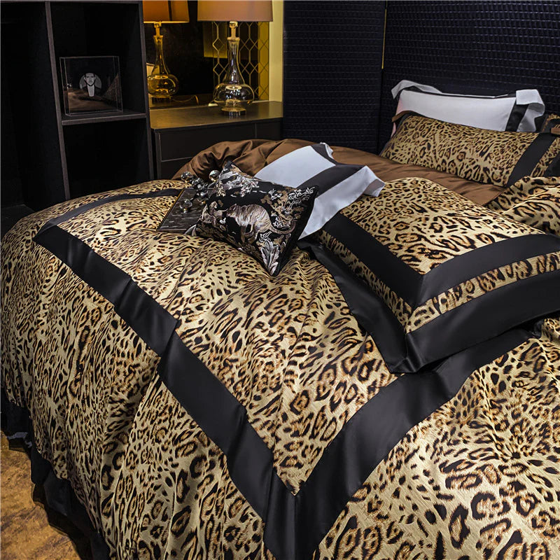 Leopard print bedding side view