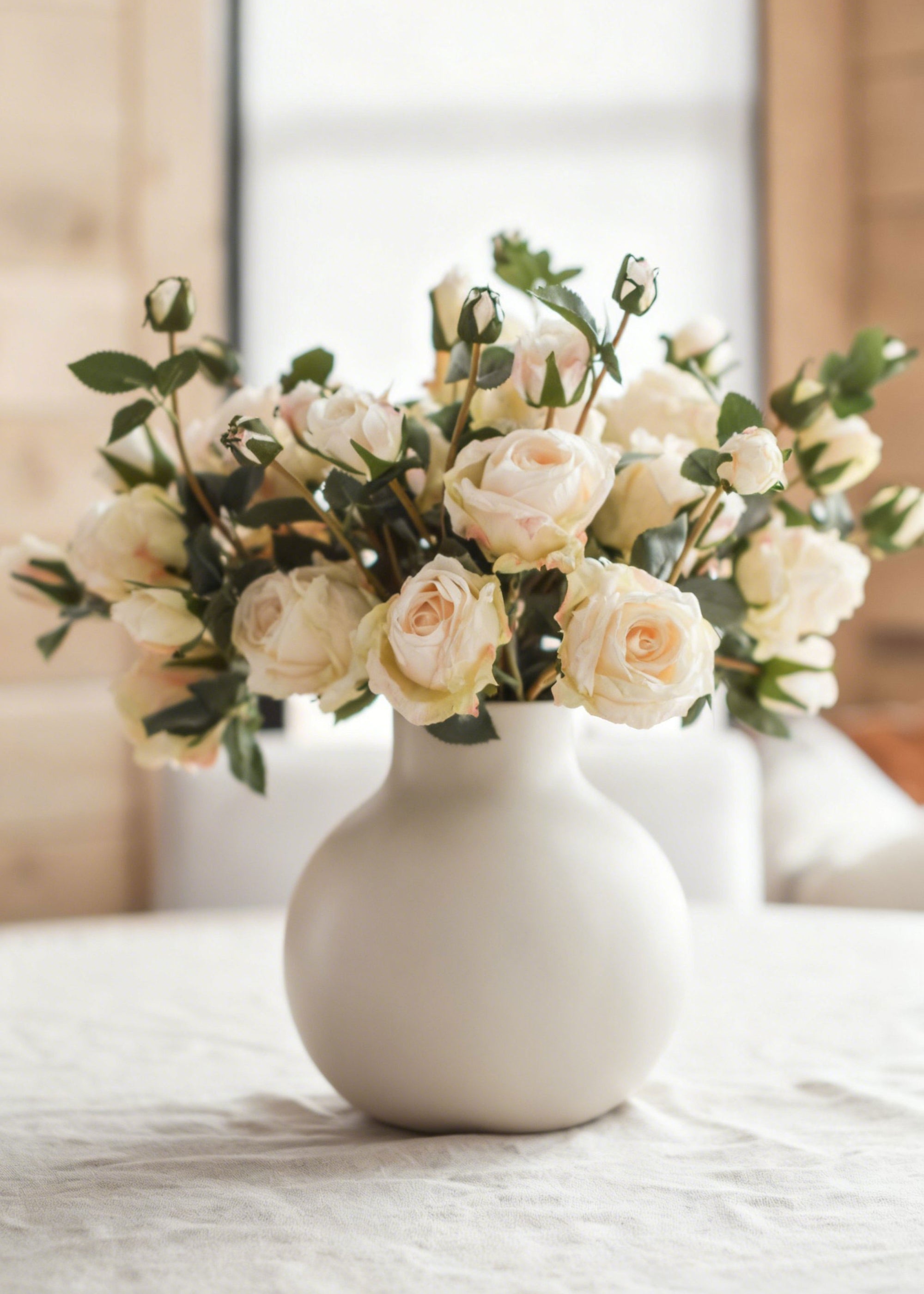 Artificial Roses in Cream - 27.5"