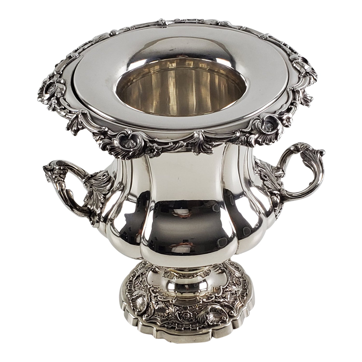 Silver wine cooler on a white background