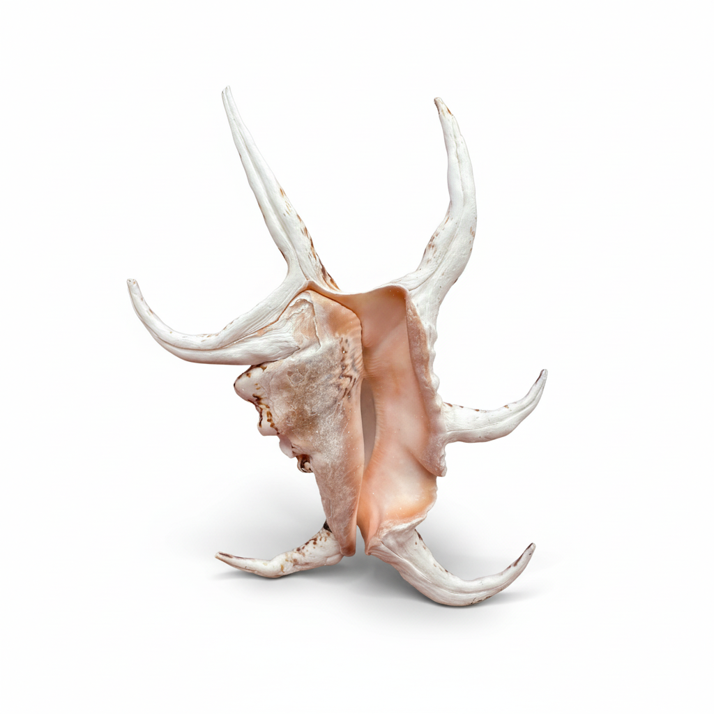 Large shell with a unique design on a white background