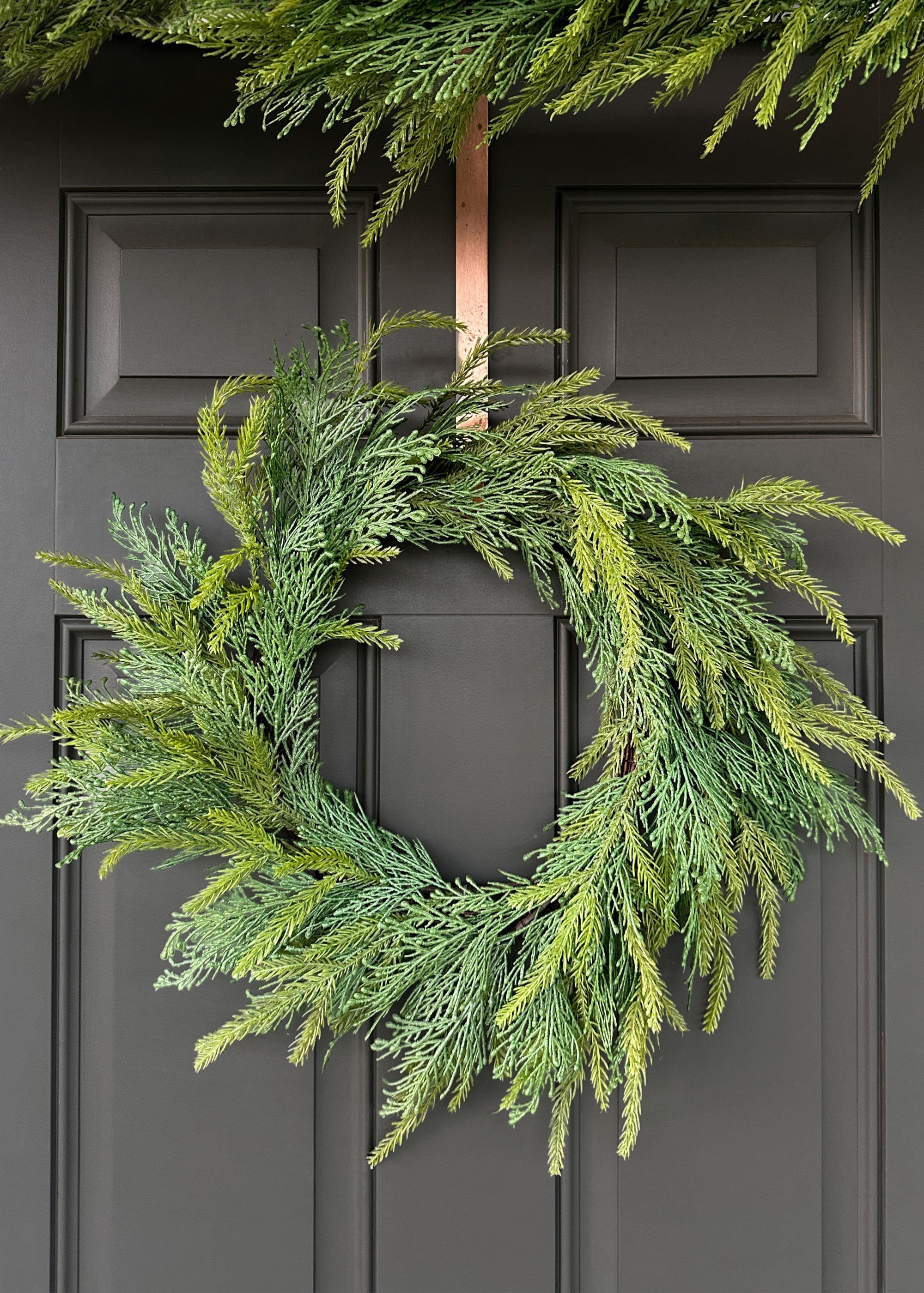 UV Treated Faux Indoor/Covered Outdoor Cedar Wreath - 24"