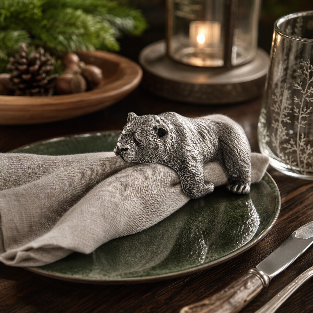 Pewter Sleeping Bear Napkin Ring