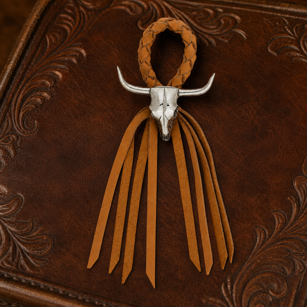 Long Horn Skull Leather Napkin Ring
