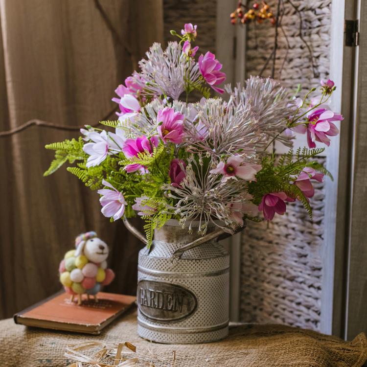 Artificial Silk Flower Bouquet Pink Daisy 20" Tall