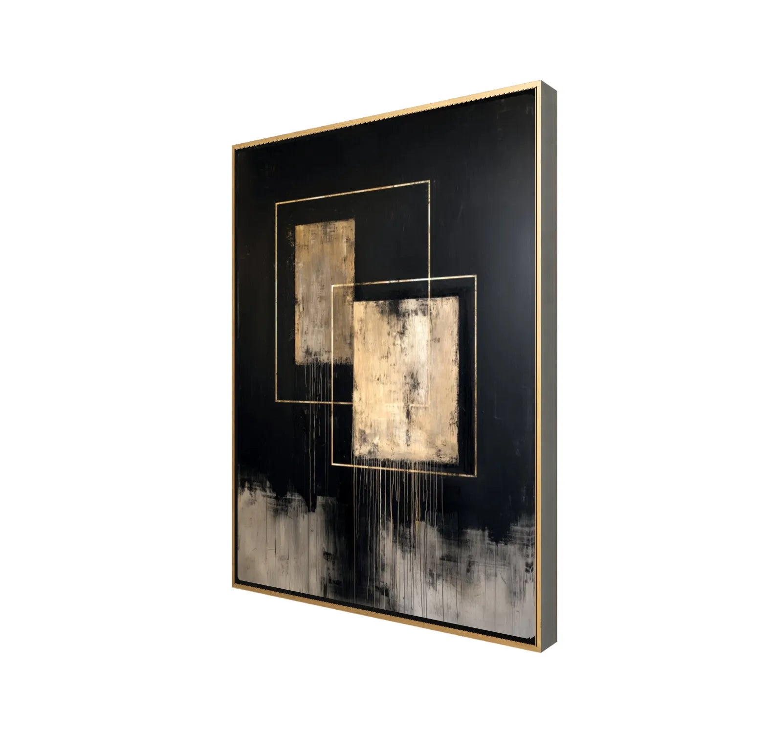 Abstract art piece with geometric design on a black background