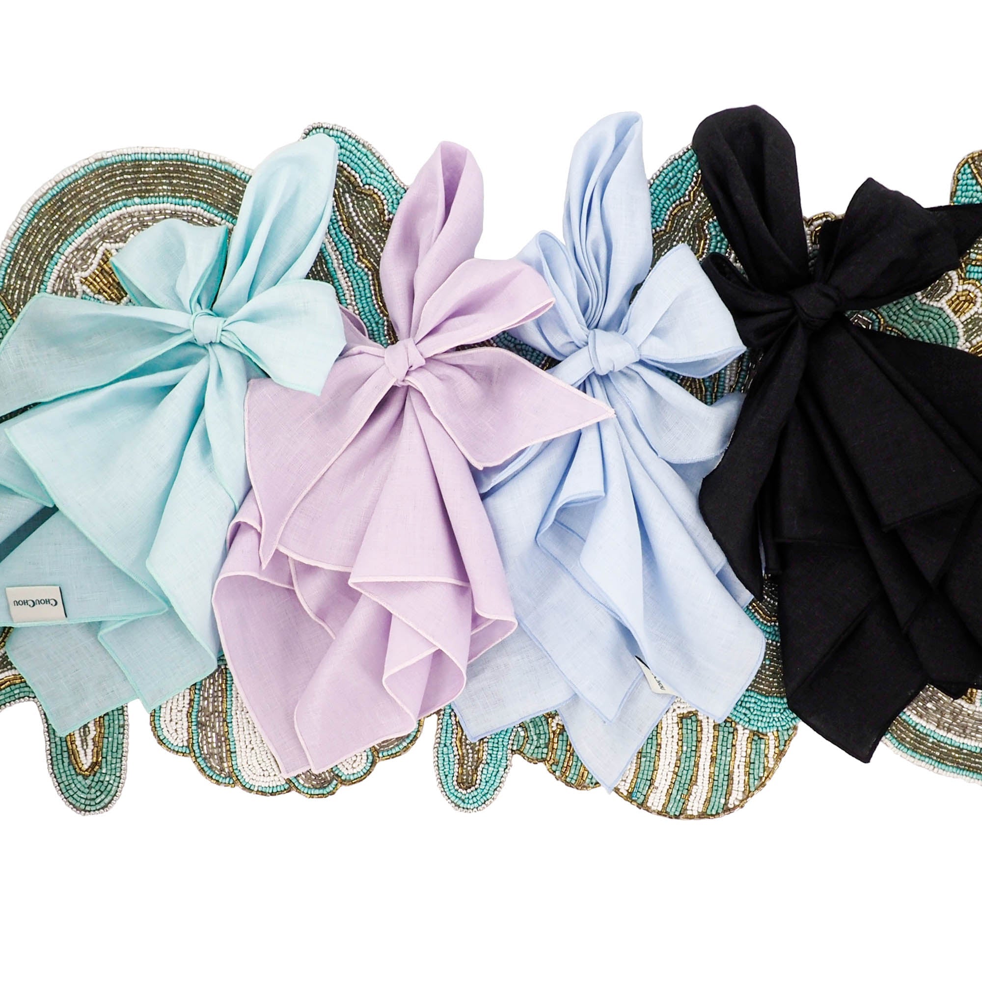 Blue Linen Dinner Napkins, Set of 4