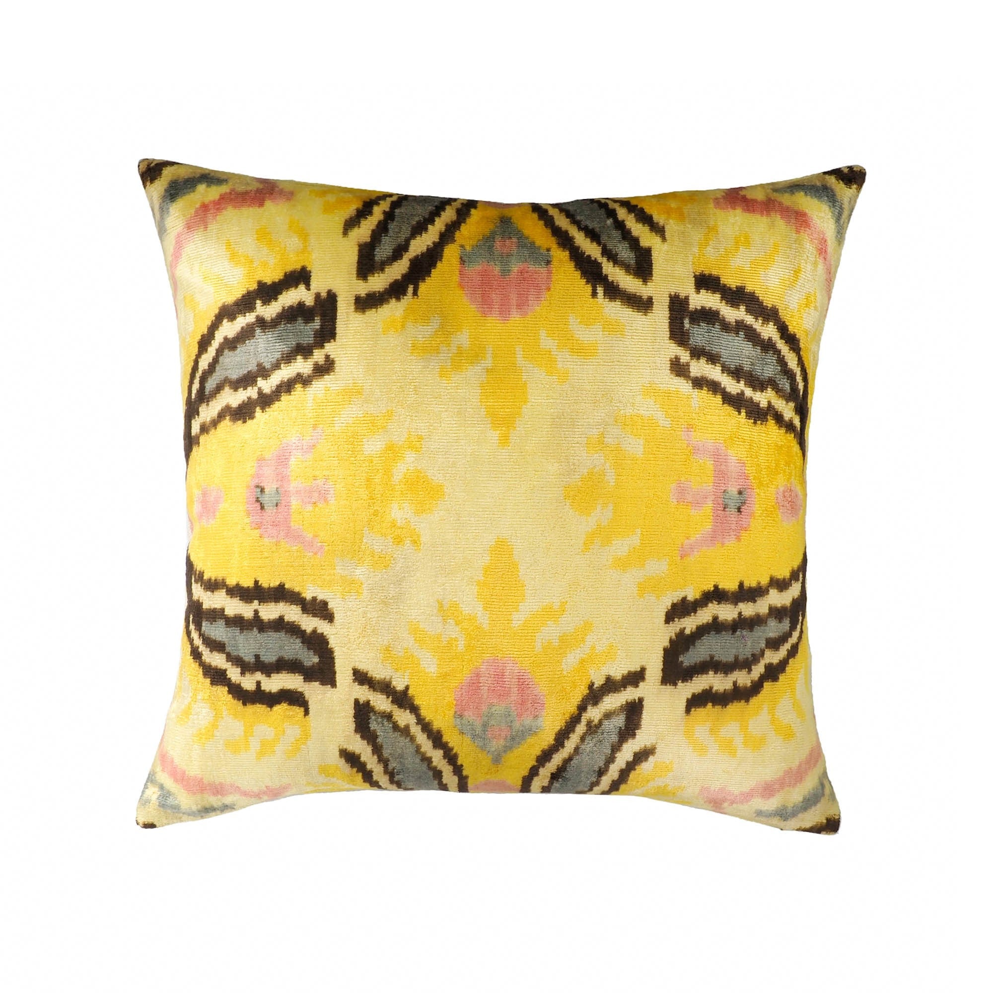 Canarias Silk Velvet Ikat Throw Pillow Cover, 20 x 20