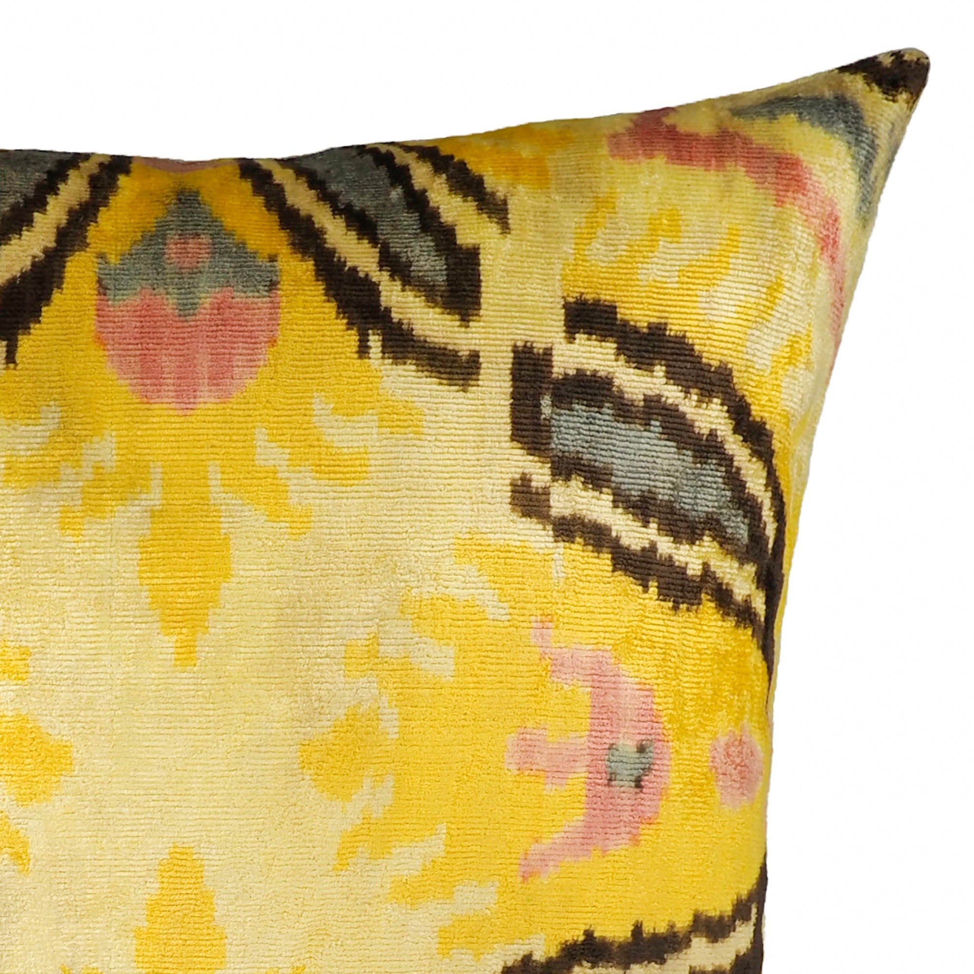 Canarias Silk Velvet Ikat Throw Pillow Cover, 20 x 20