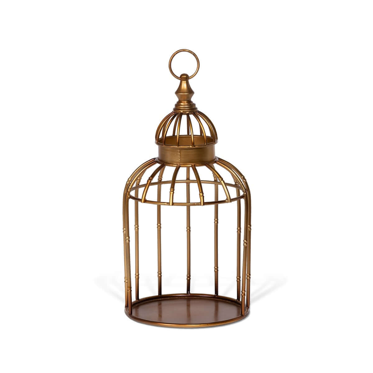 Vintage gold birdcage on a white background