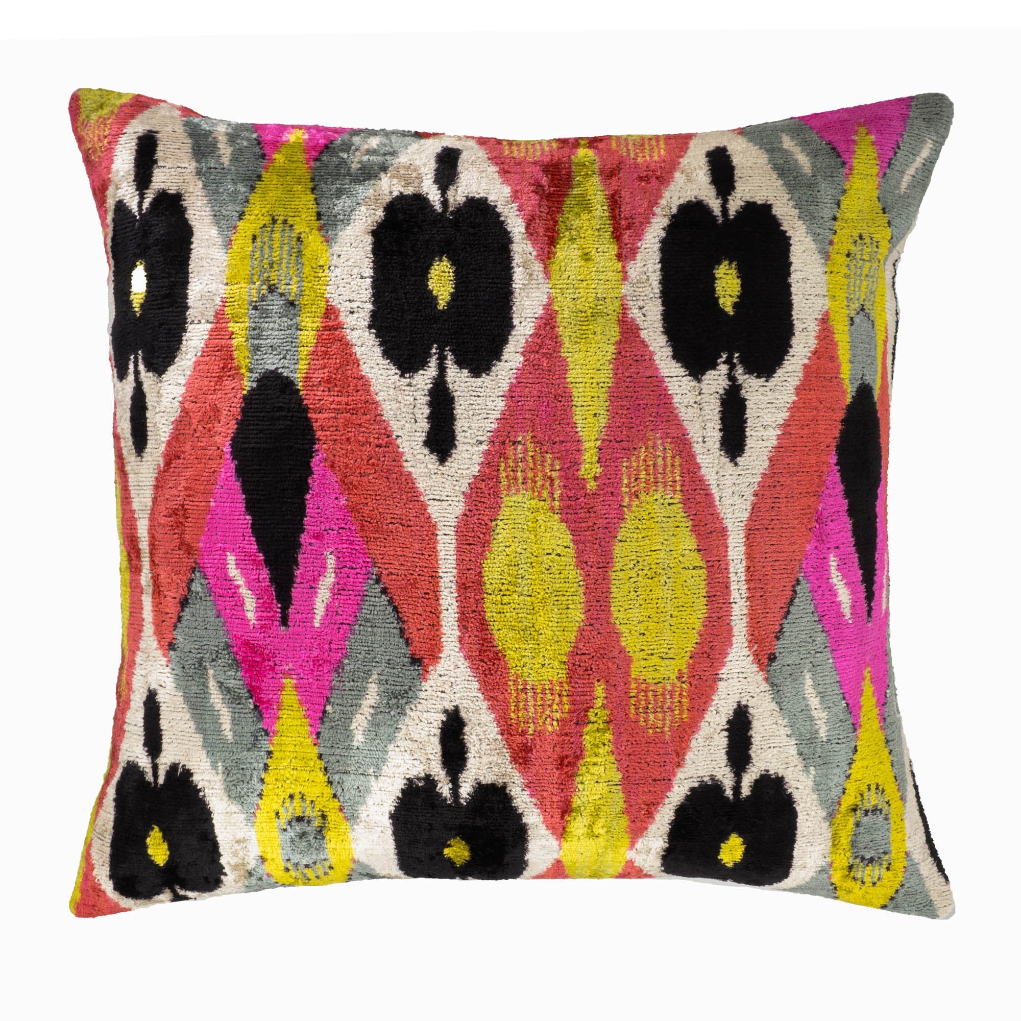 Euphora Silk Velvet Ikat Pillow Cover, 20 x 20