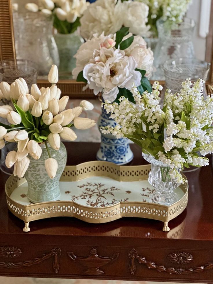 IVORY & Gold SCALLOPED VANITY TRAY