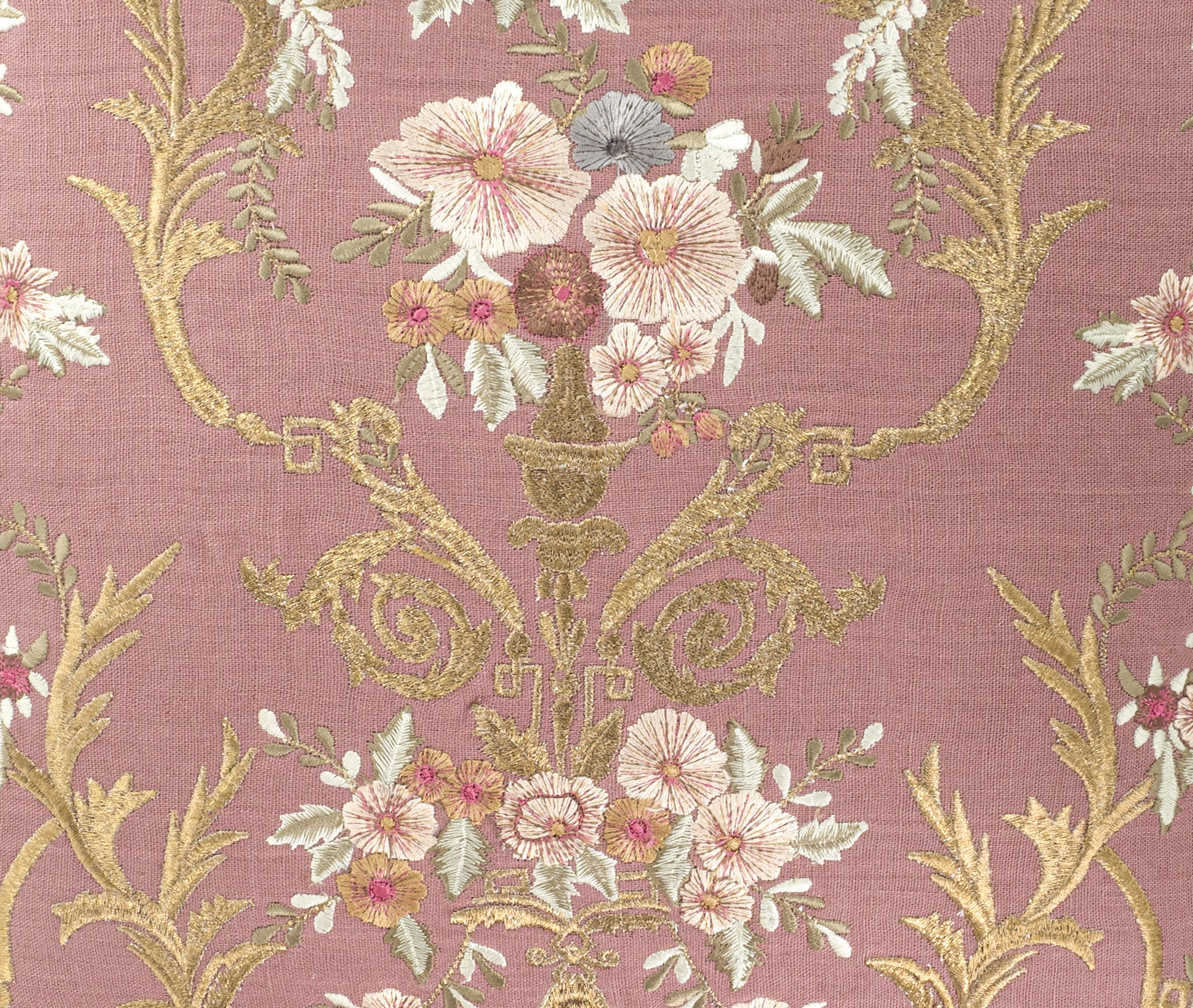 Fontainebleau Embroidered Linen Pillow Cover, 18 x 18