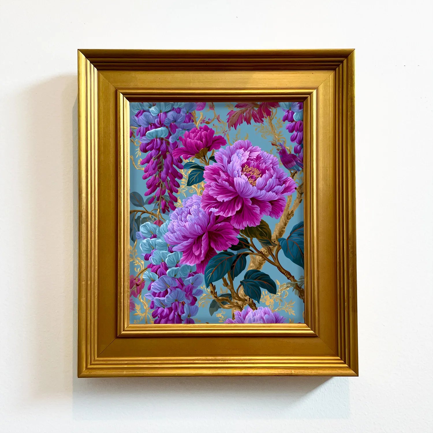 Peonies in Aqua Wisteria | Framed Floral Wall Art
