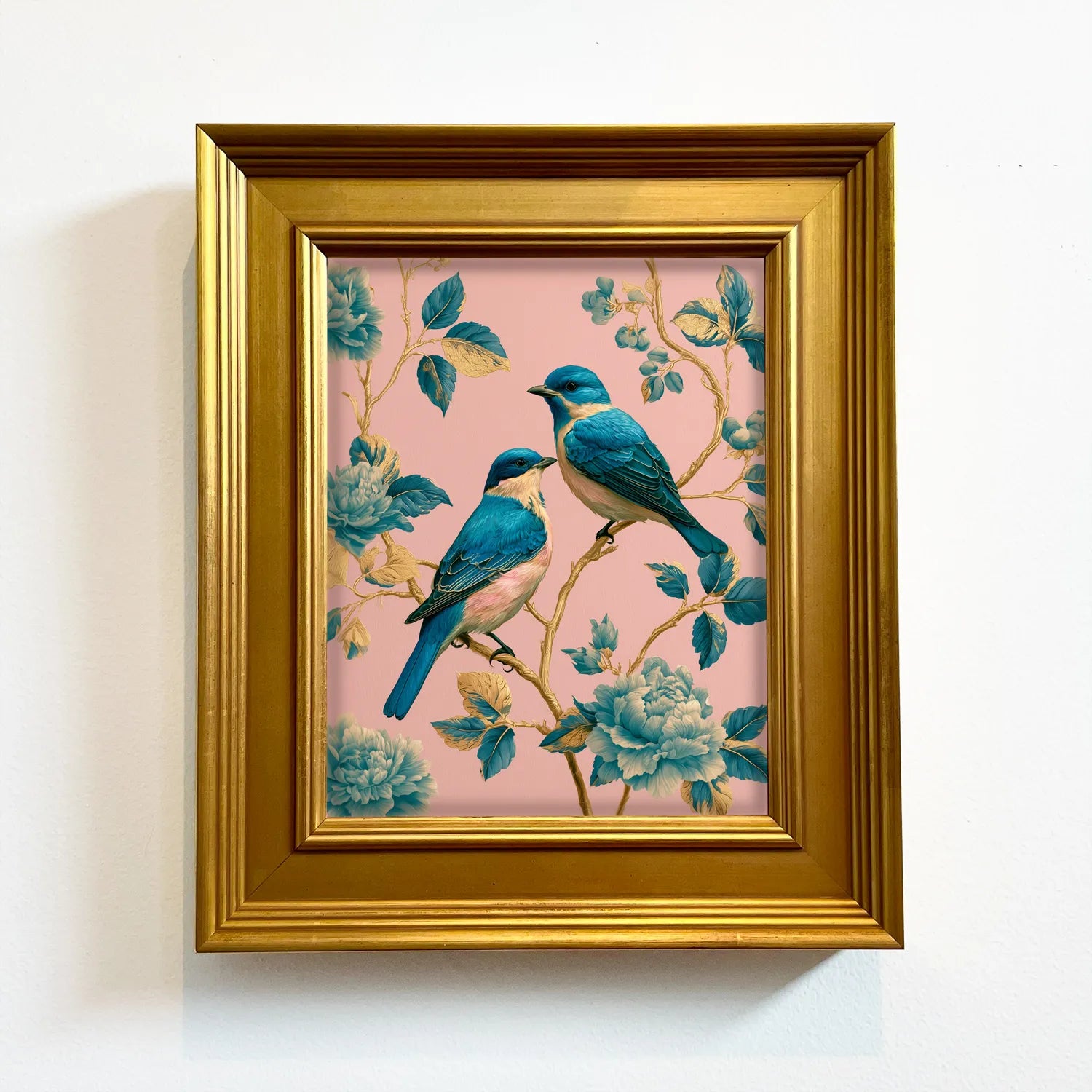 Turquoise Songbirds in Rose Chintz