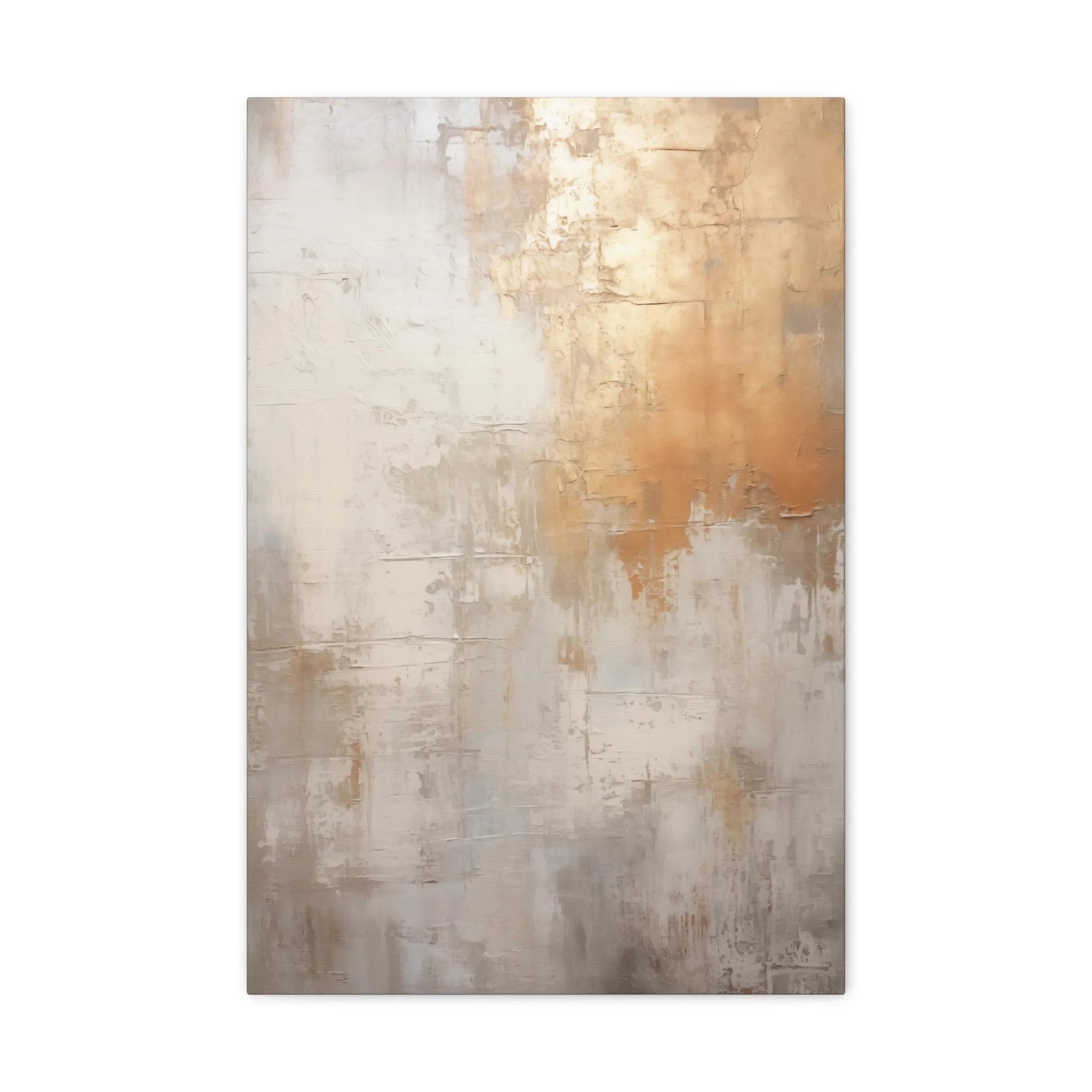 Abstract art piece with gold and beige tones on a white background
