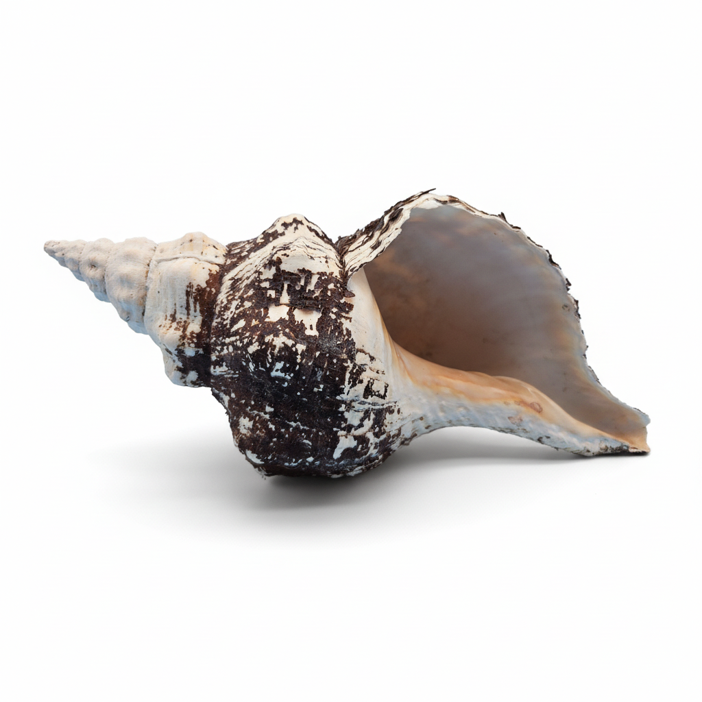 Horse Conch Shell 11" Triplofusus giganteus Dark Textured Coastal Display