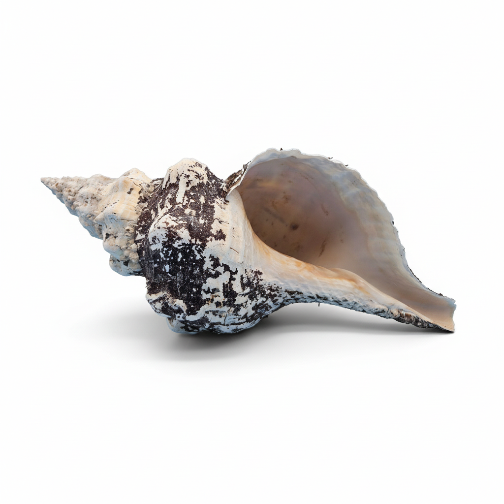Horse Conch Shell 11.75" Triplofusus giganteus Dark Textured Coastal Display