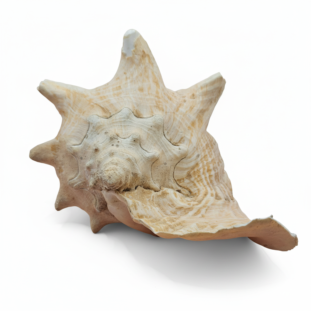 Star-shaped seashell on a white background
