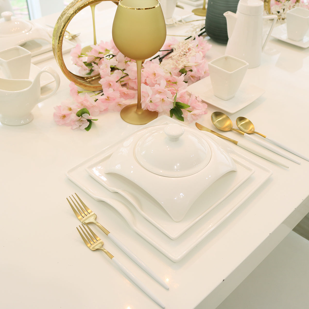 Square Porcelain Dinnerware Set