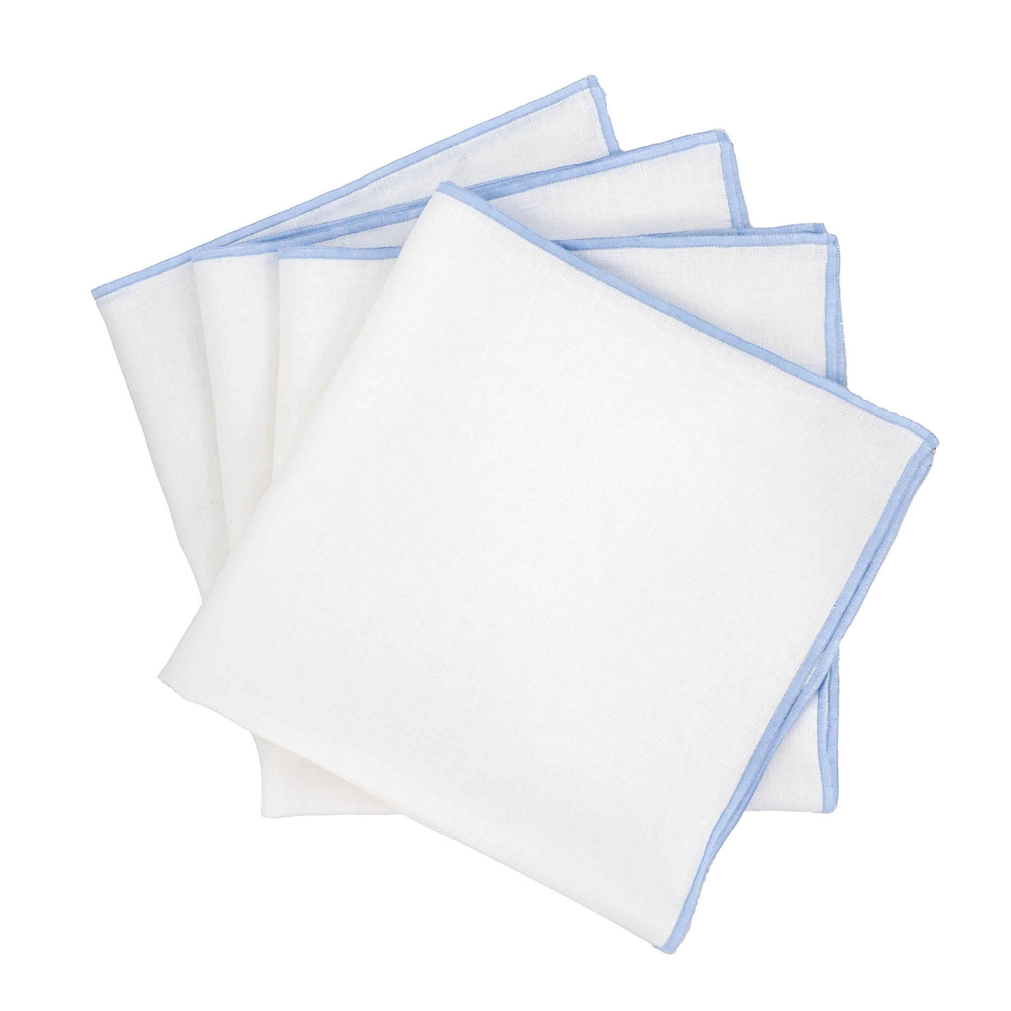 Linen Napkins With Blue Stitch Edges, Set of 4