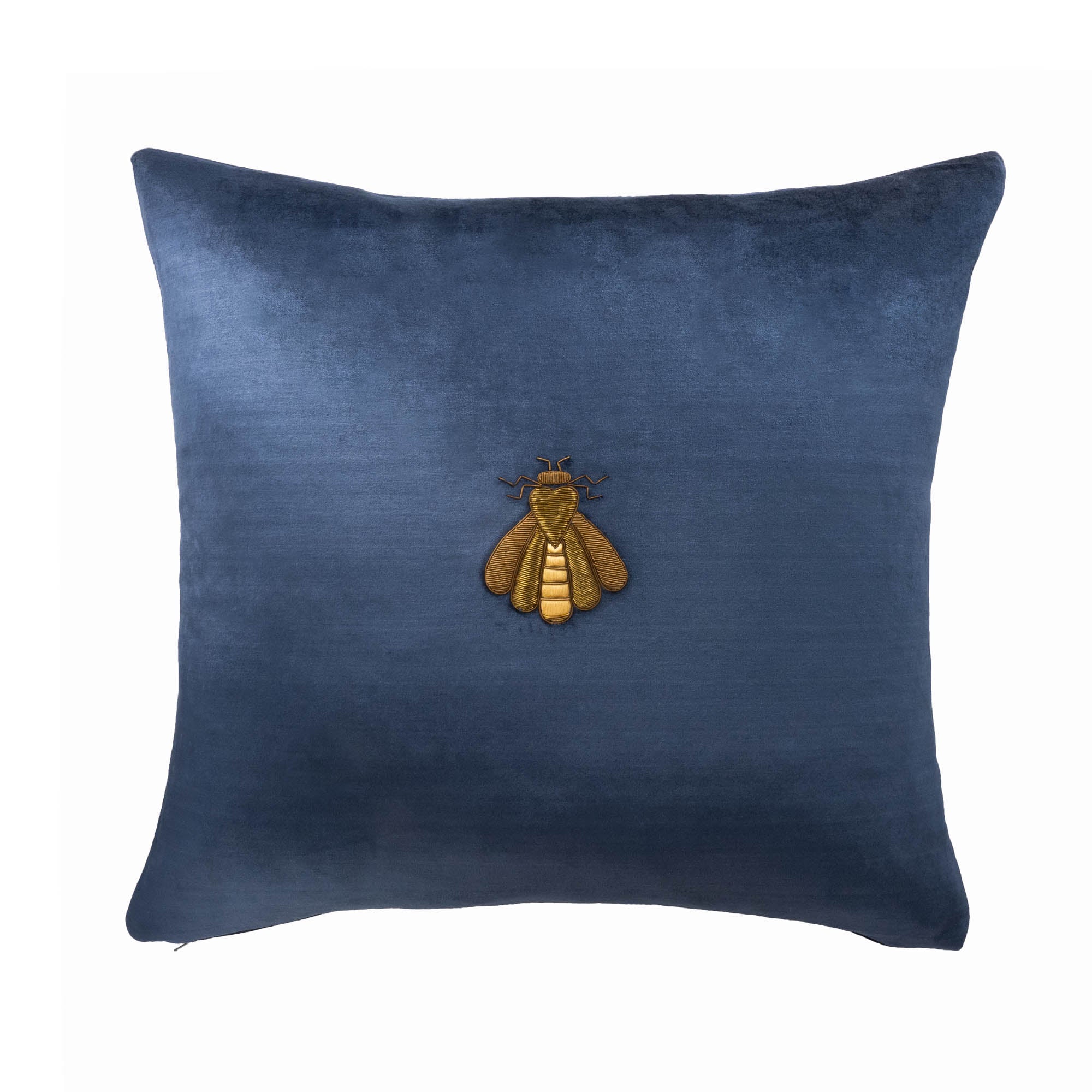 Navy Bee Silk Velvet Throw Pillow Cover, 20 x 20