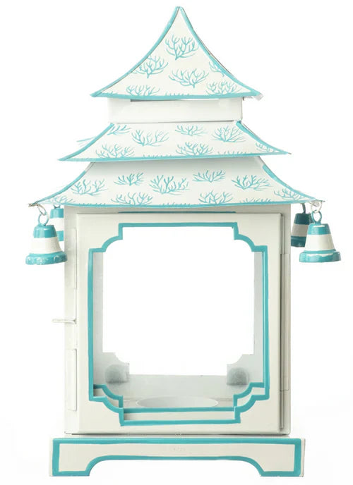 White & Soft Aqua Coral Pagoda Lantern (4 Sizes)