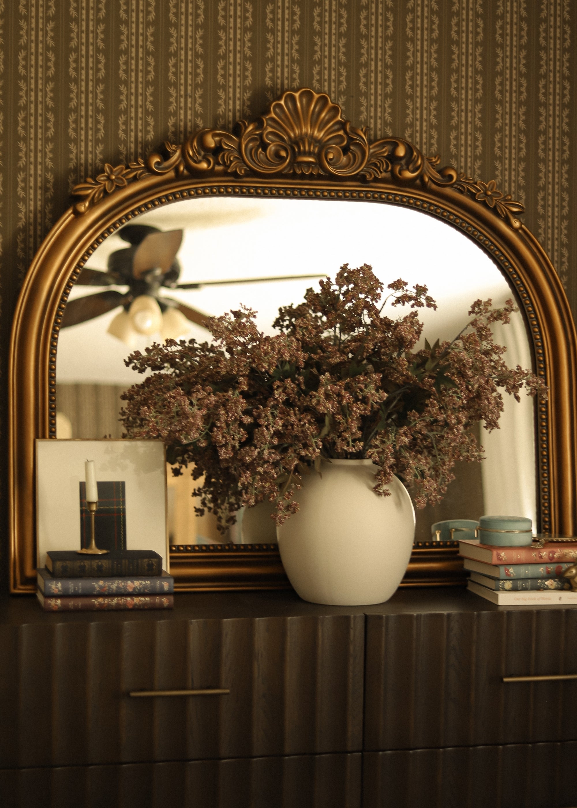 Dusty Mauve Fake Wild Plum Berry Branch - 43"