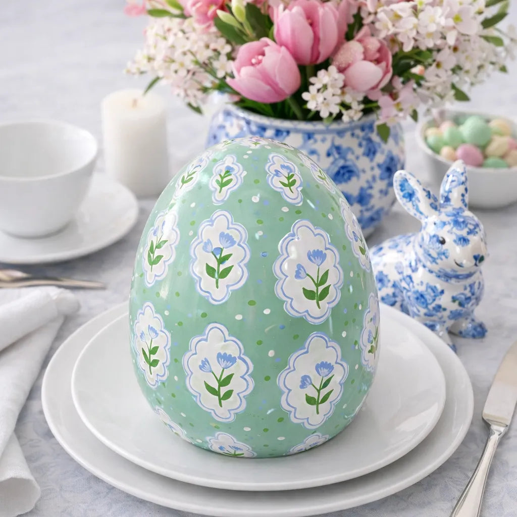 Sage Green Polka Dot & Tulip Egg