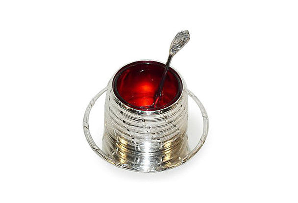 Silver Plated Beehive Honey Pot with Matching Spoon – Classic Decorative Tableware