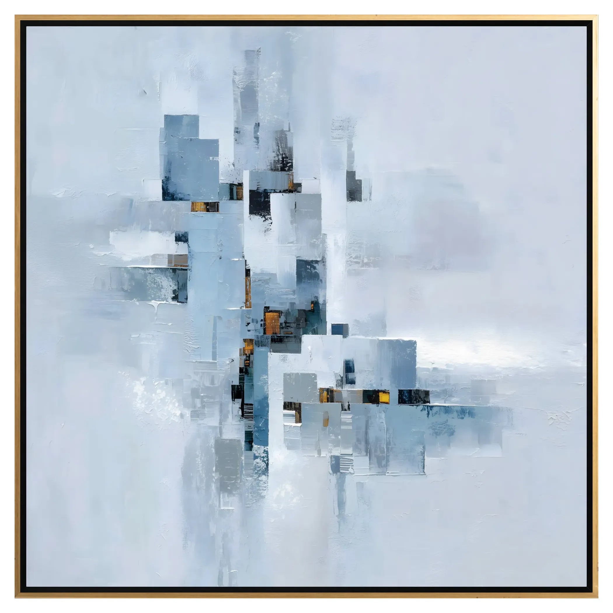 Abstract geometric art with a blue and gray color scheme