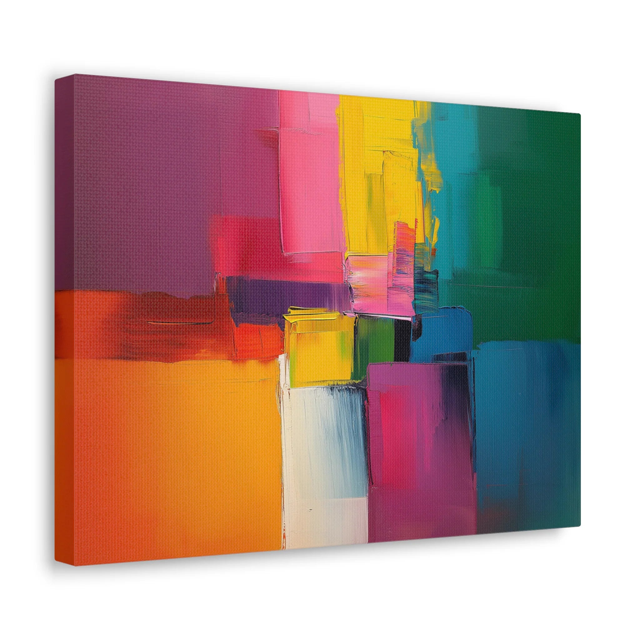 Abstract painting with vibrant colors on a white background